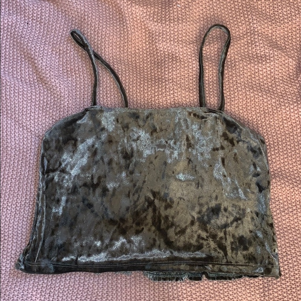 Hunter Green Velvet Crop Top M/L